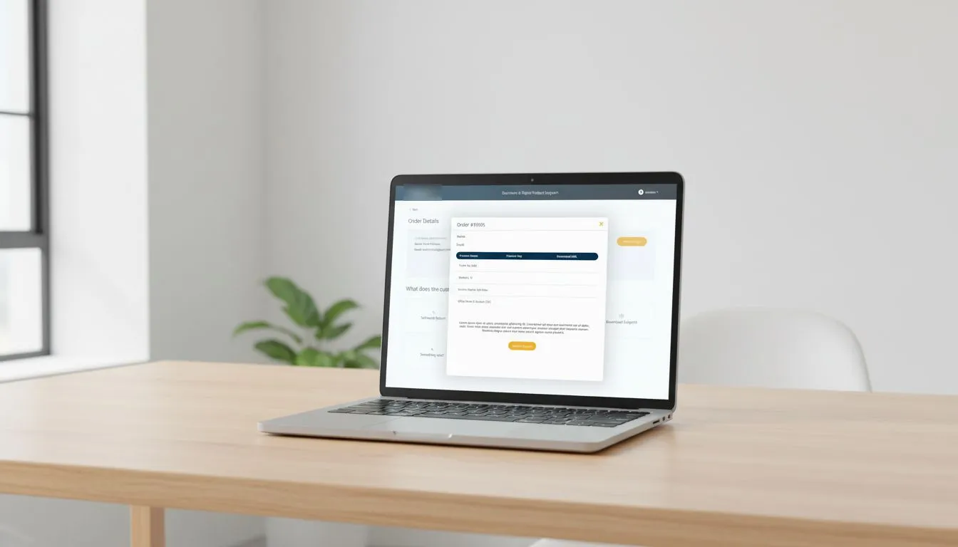An order dialog on a laptop listing the products on one order, with a single button at the bottom to return the key.
